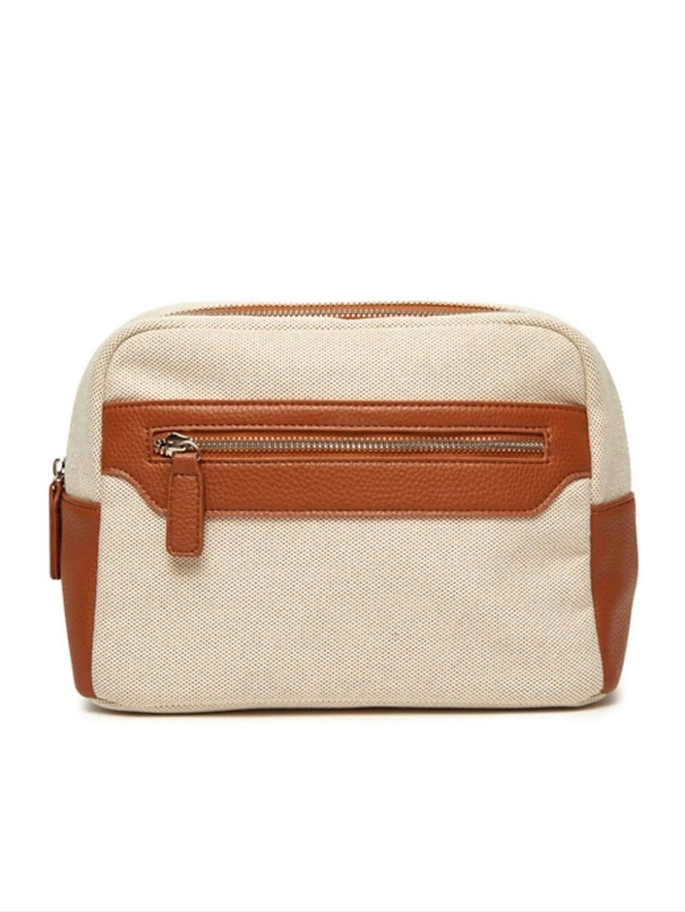 Brouk & Co. Tan Canvas & Vegan Leather Capri Cosmetic Bag NWT